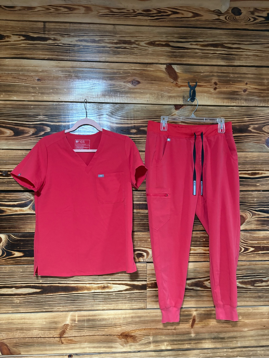 Figs Red Scrub Set - Top & Jogger Pants